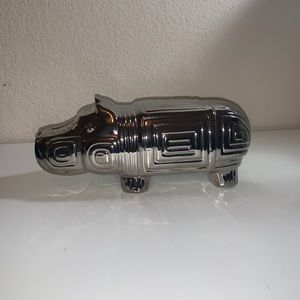 Baby Hippo Silver Sculpture Decor